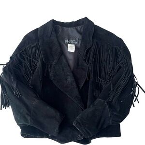 Vintage Outerwear by Phoenix Black Fringe Suede Jacket